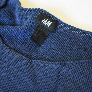 H&M Men’s Textured Knit Sweater Navy Blue 100% Cotton
